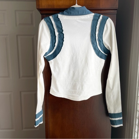 Free People White and Teal Long Sleeve Top - Picture 6 of 10